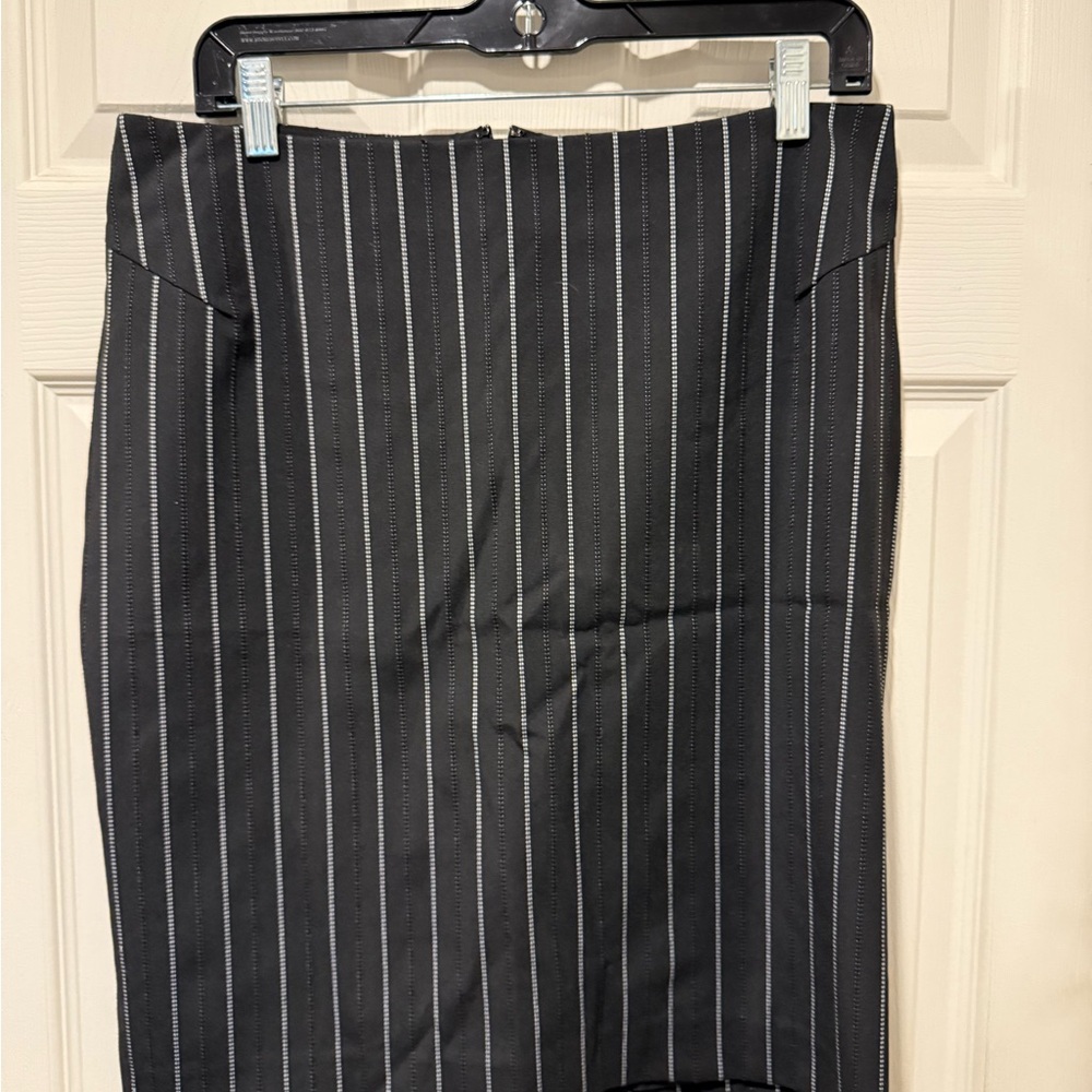 Express Black Pinstripe Pencil Skirt (lace slit)